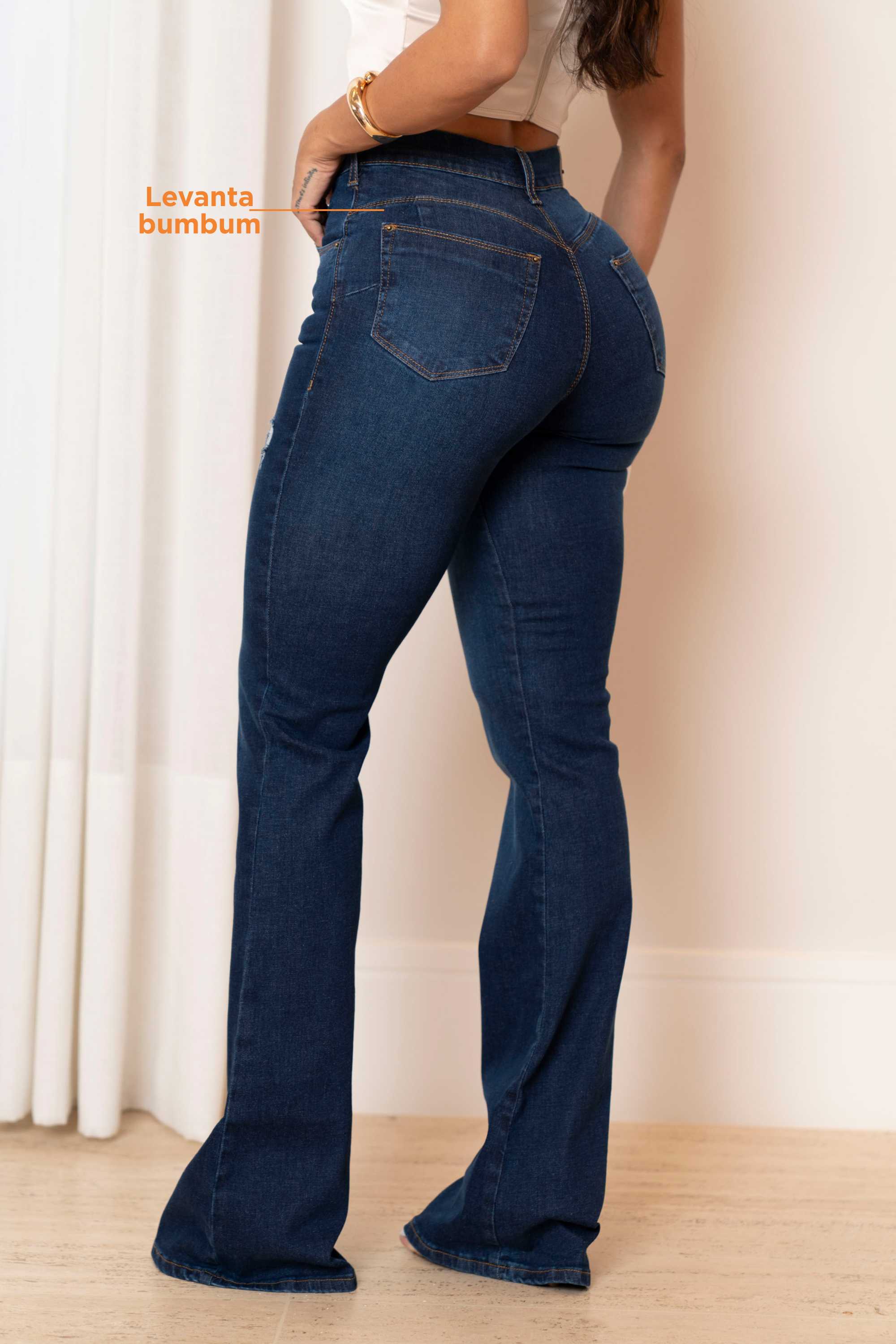 Calças 2025 Calca Jeans Feminina 2019 Calça Flare Jeans Feminina Levanta  Bumbum Destroyed Legião