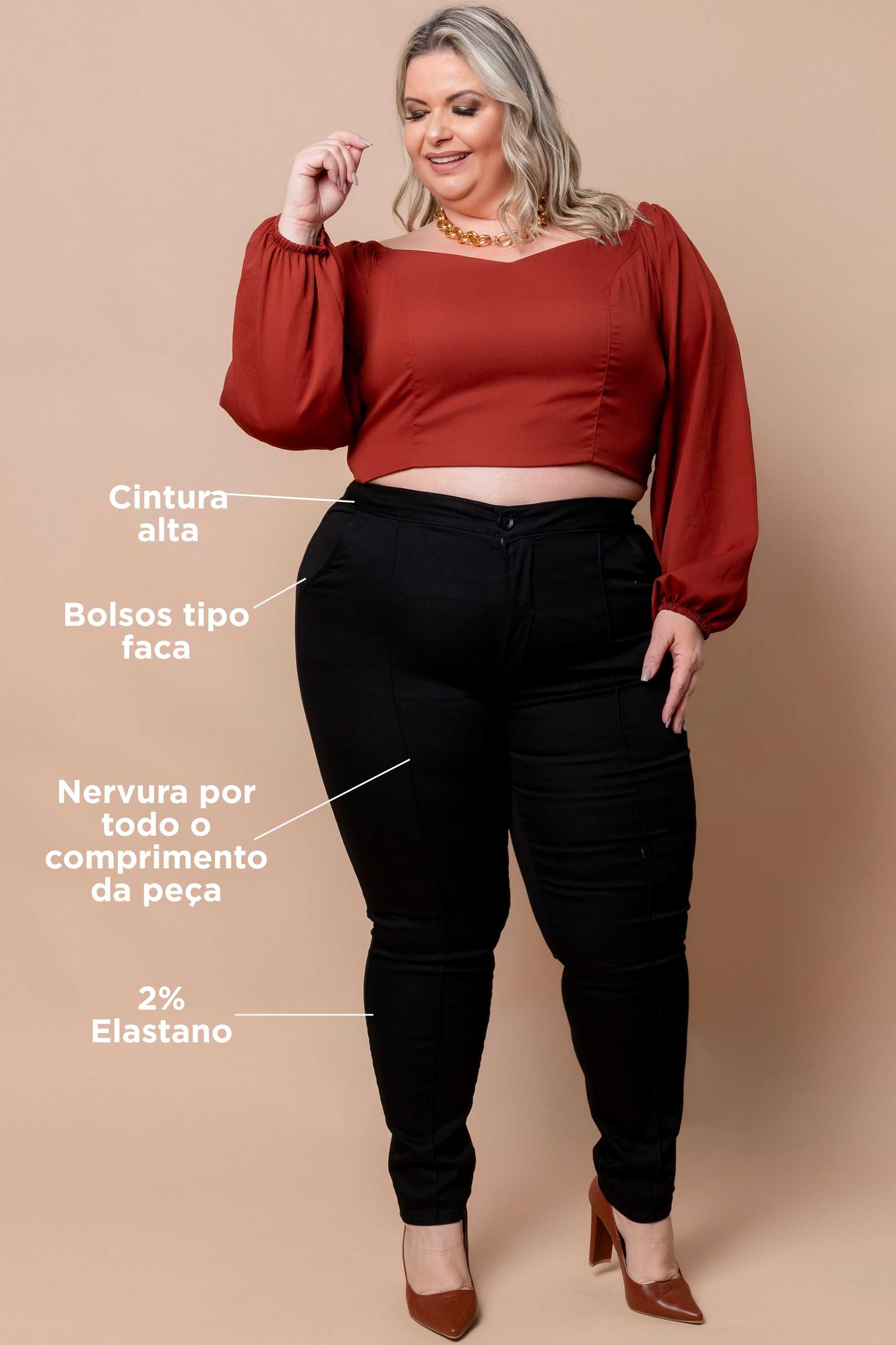 Skinny CalÇa Jeans Preta Feminina Tamanho 50 Calça Jeans 767